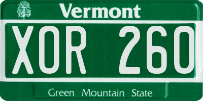 VT license plate XOR260