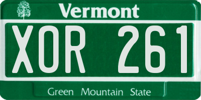 VT license plate XOR261