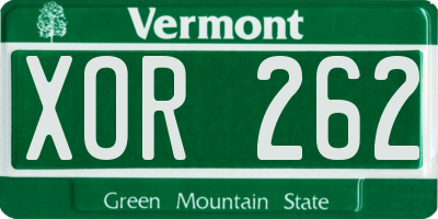 VT license plate XOR262