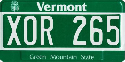 VT license plate XOR265