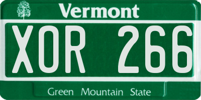 VT license plate XOR266