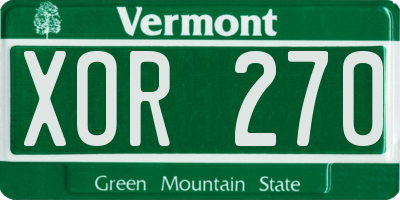 VT license plate XOR270