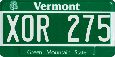 VT license plate XOR275