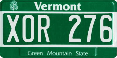 VT license plate XOR276