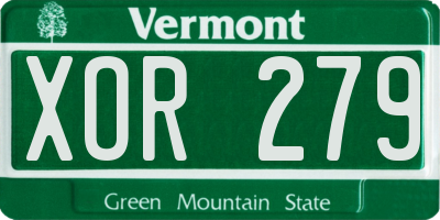 VT license plate XOR279