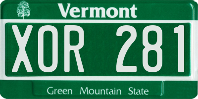 VT license plate XOR281