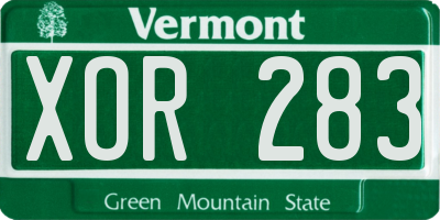 VT license plate XOR283