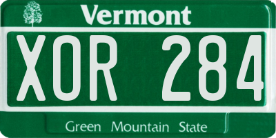 VT license plate XOR284