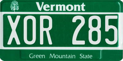 VT license plate XOR285