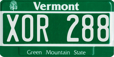 VT license plate XOR288