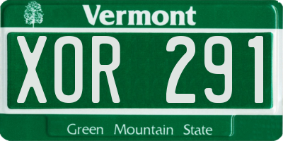 VT license plate XOR291