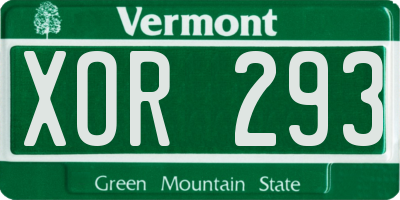 VT license plate XOR293