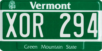 VT license plate XOR294