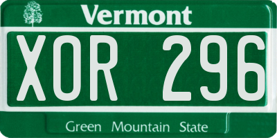 VT license plate XOR296