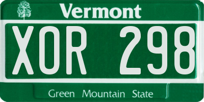 VT license plate XOR298