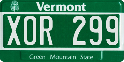 VT license plate XOR299