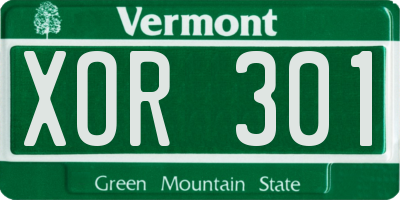 VT license plate XOR301