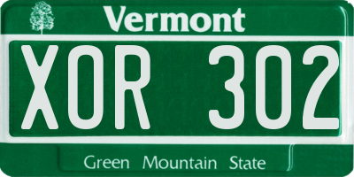VT license plate XOR302