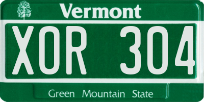 VT license plate XOR304
