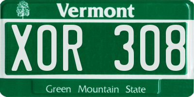 VT license plate XOR308