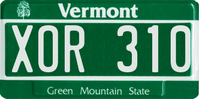 VT license plate XOR310