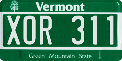 VT license plate XOR311