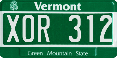 VT license plate XOR312