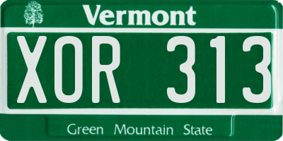 VT license plate XOR313