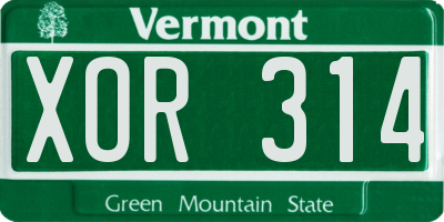 VT license plate XOR314