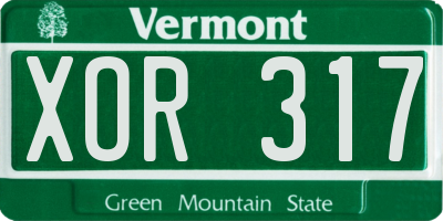 VT license plate XOR317