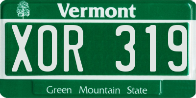 VT license plate XOR319