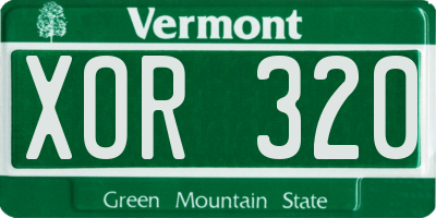 VT license plate XOR320