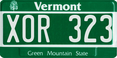 VT license plate XOR323