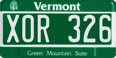 VT license plate XOR326