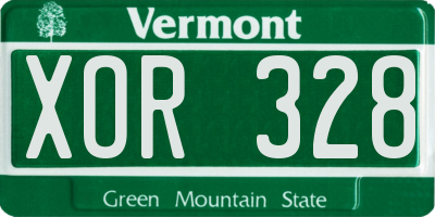 VT license plate XOR328