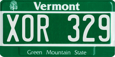 VT license plate XOR329