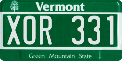 VT license plate XOR331