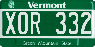 VT license plate XOR332