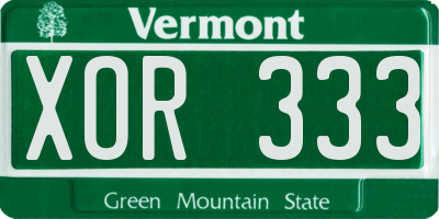 VT license plate XOR333