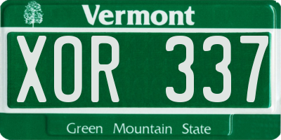 VT license plate XOR337