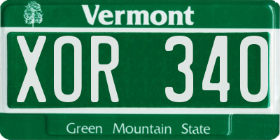 VT license plate XOR340