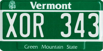 VT license plate XOR343