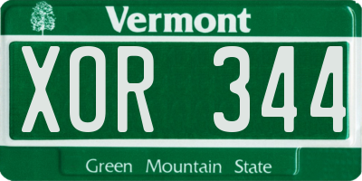 VT license plate XOR344