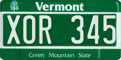 VT license plate XOR345