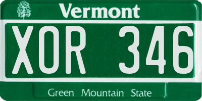 VT license plate XOR346