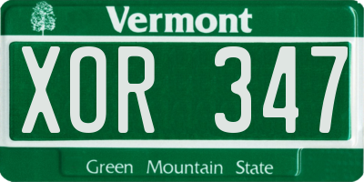 VT license plate XOR347