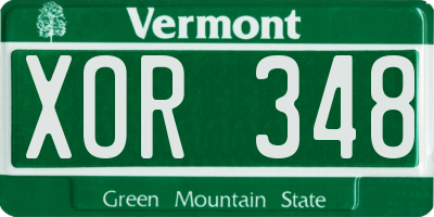 VT license plate XOR348