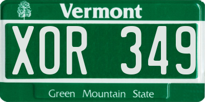 VT license plate XOR349
