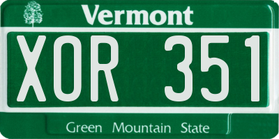VT license plate XOR351