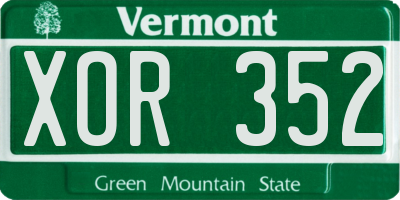 VT license plate XOR352